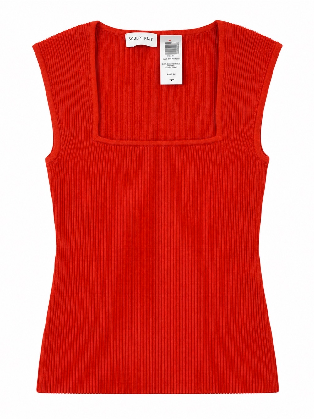 NWT Aritzia Sculpt Knit Top Women’s Red Ribbed Square-Neck Tank - Red Orange